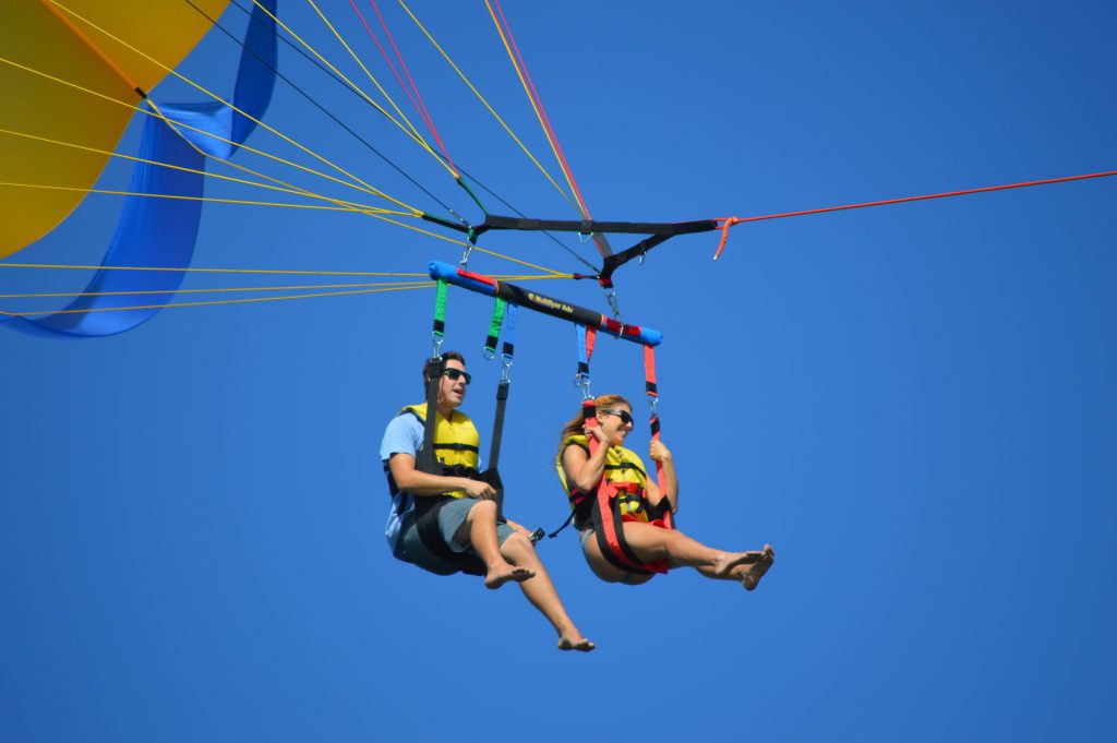 Tourists Parasailing in Miami