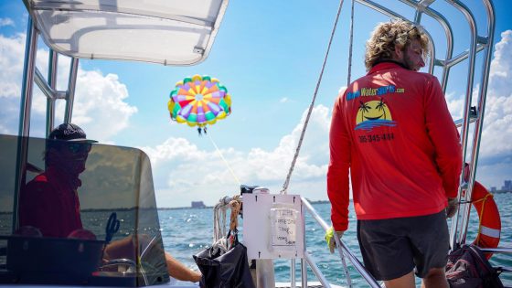 Flying parasail in Miami Beach