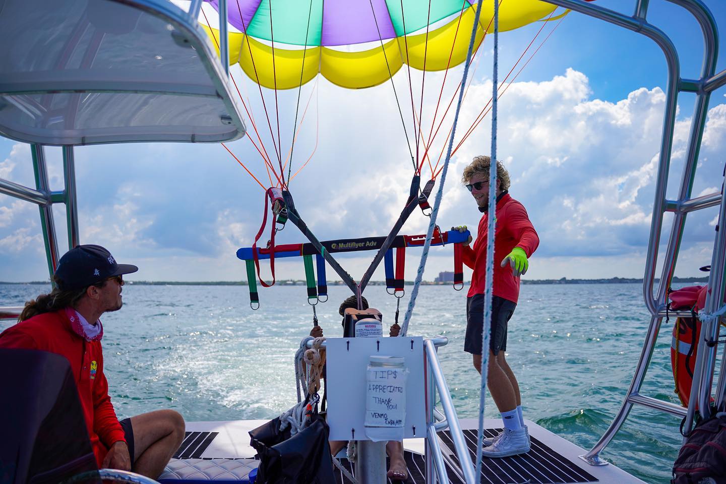 Overhead view parasailing in Miami